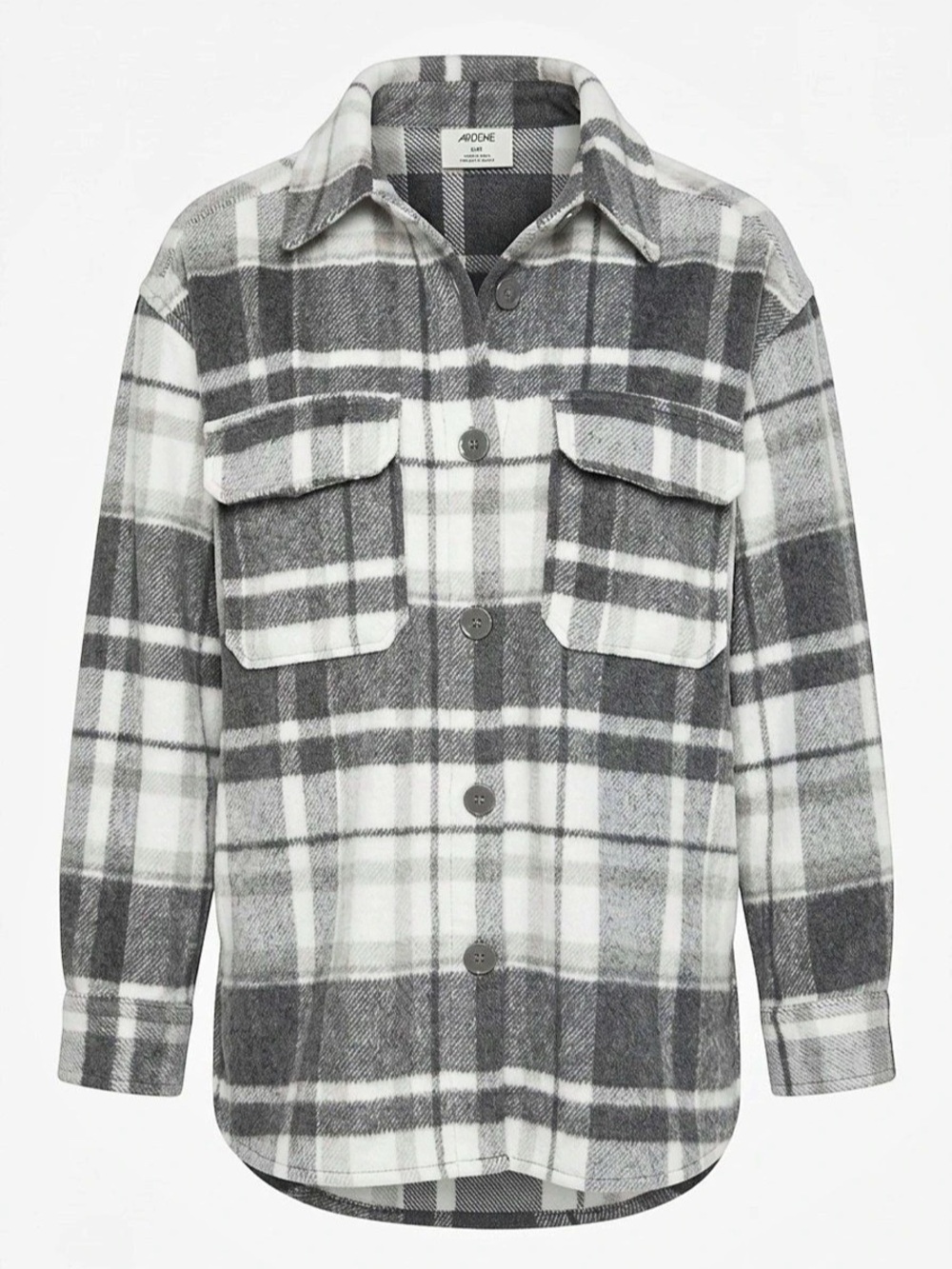 Ardene Plaid Oversized Shacket Gray & White Size Medium
